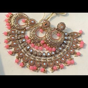 Beautiful mirror bridal set with maangtikka.